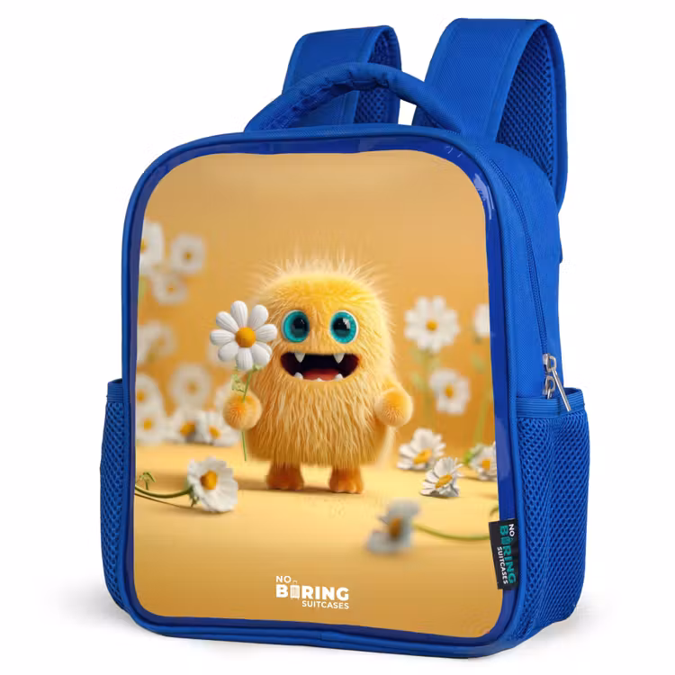 Kinderrugzak - Blauw - Monster - Wezen - Bloem - Geel — 7
