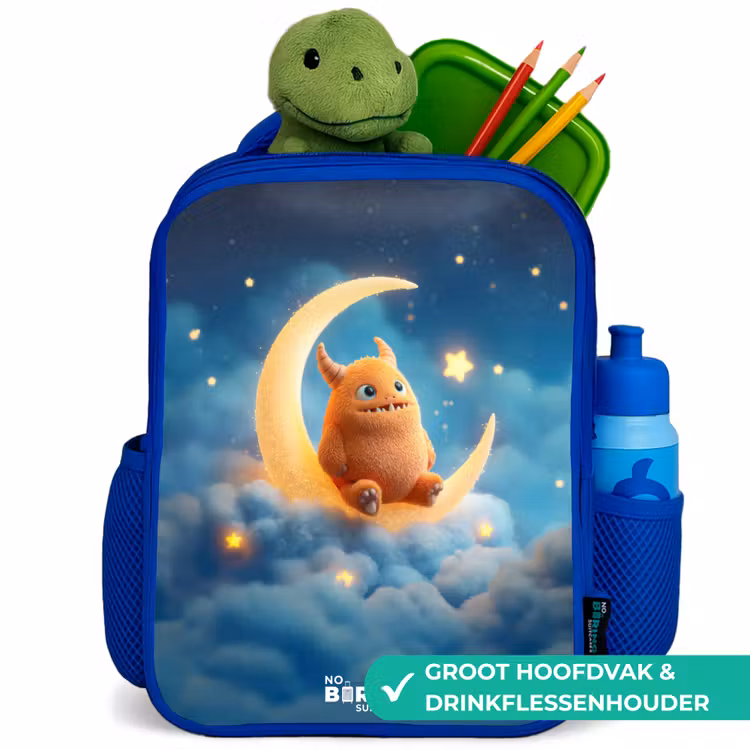Kinderrugzak - Blauw - Oranje monster op maansikkel — 6