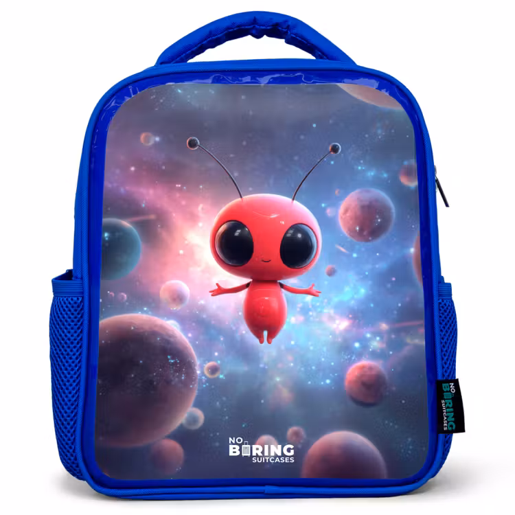 Kinderrugzak - Blauw - Rood Ruimtewezen in Kosmische Dans — 1