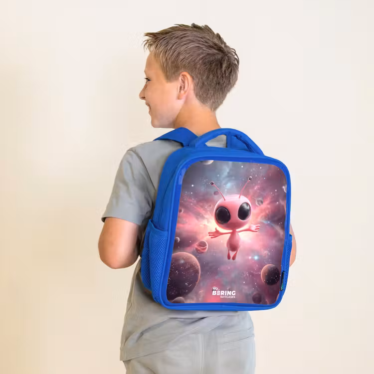 Kinderrugzak - Blauw - Roze Alien in Sterrennevel — 3