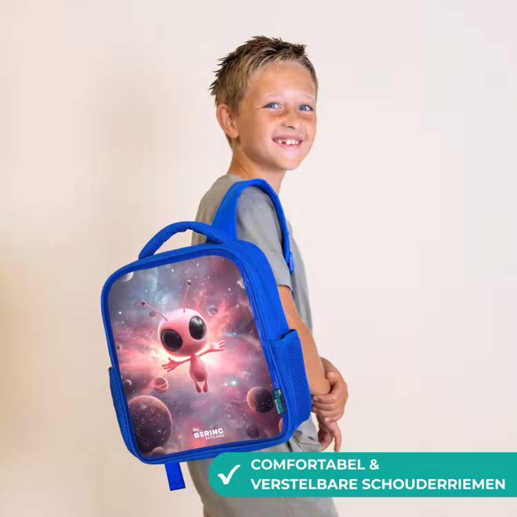 Kinderrugzak - Blauw - Roze Alien in Sterrennevel — 4