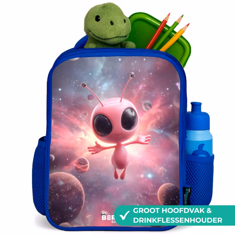 Kinderrugzak - Blauw - Roze Alien in Sterrennevel — 6