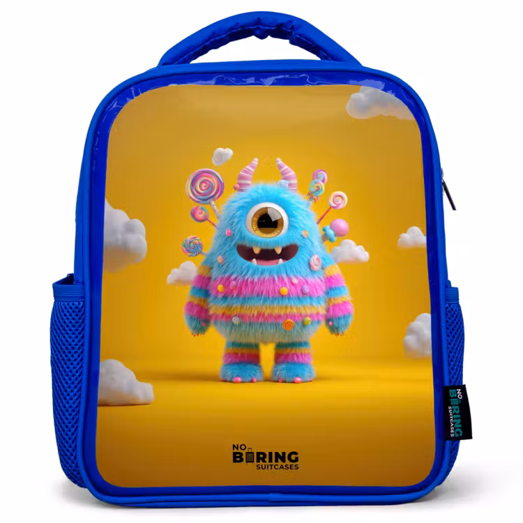 Kinderrugzak - Blauw - Snoep - Monster - Regenboog — 1