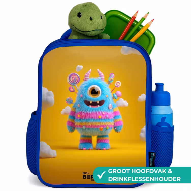 Kinderrugzak - Blauw - Snoep - Monster - Regenboog — 6