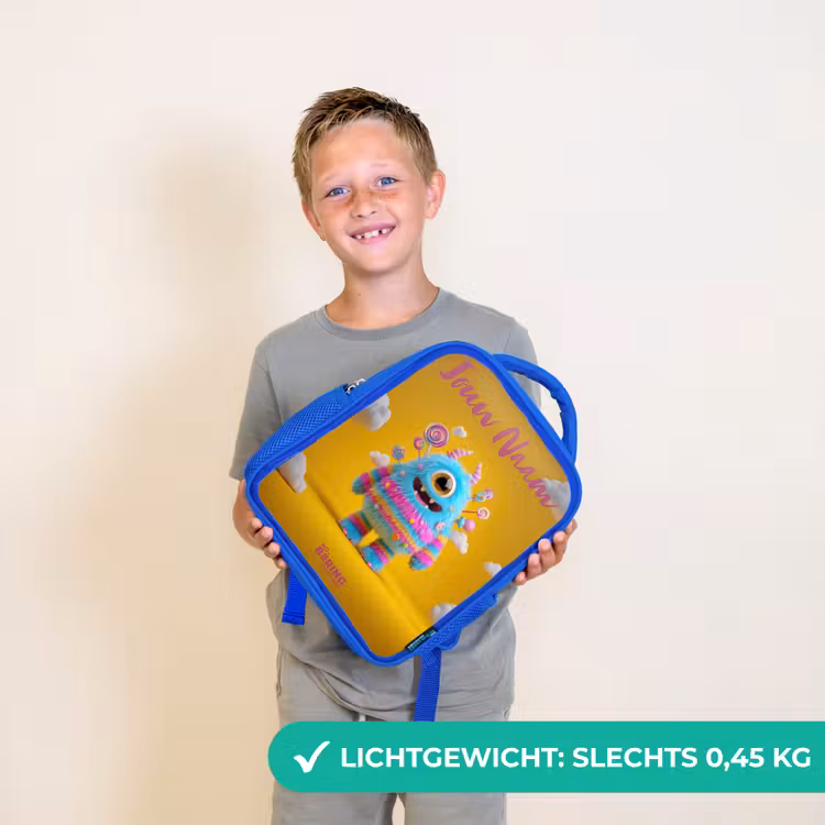 Kinderrugzak met naam - Blauw - Snoep - Monster - Regenboog â 2