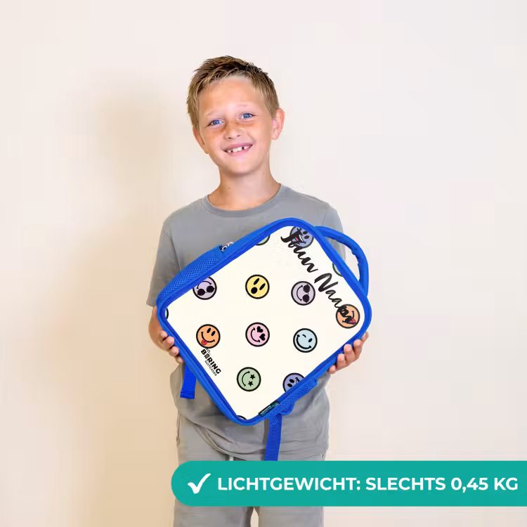 Kinderrugzak met naam - Blauw - Speelse smiley-mix — 2