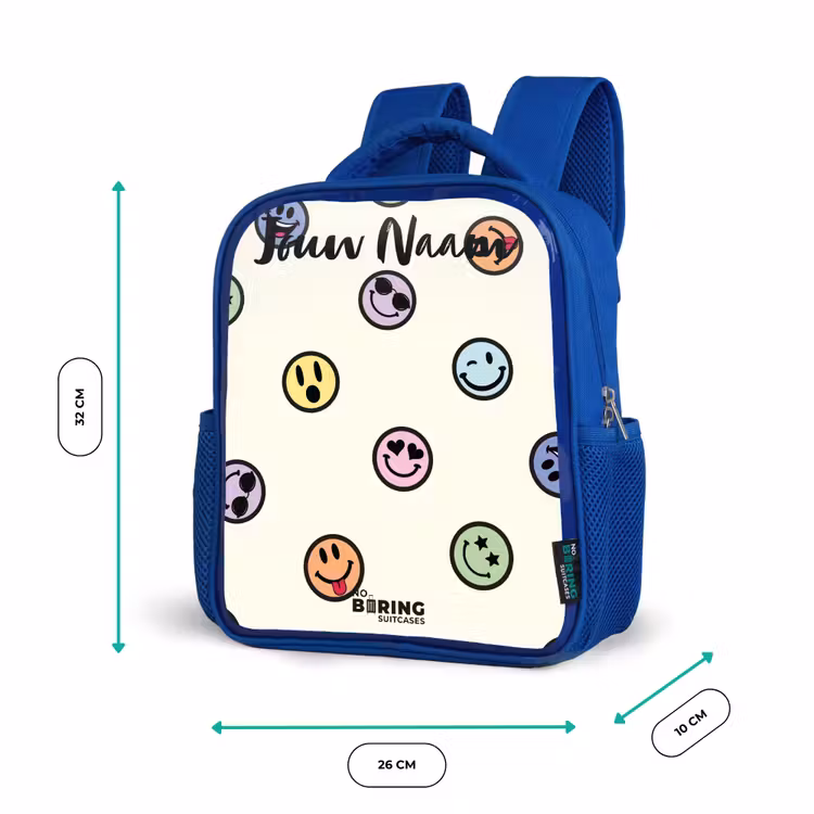 Kinderrugzak met naam - Blauw - Speelse smiley-mix — 5