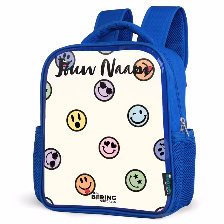 Kinderrugzak met naam - Blauw - Speelse smiley-mix — 7