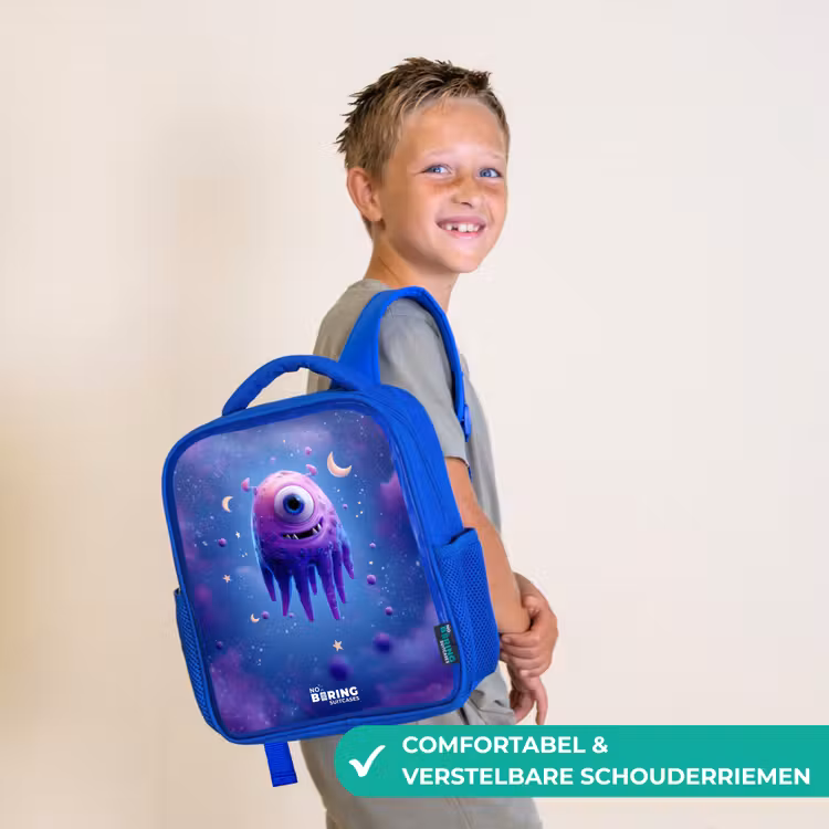 Kinderrugzak - Blauw - Vrolijk paarsoog in de ruimte — 4