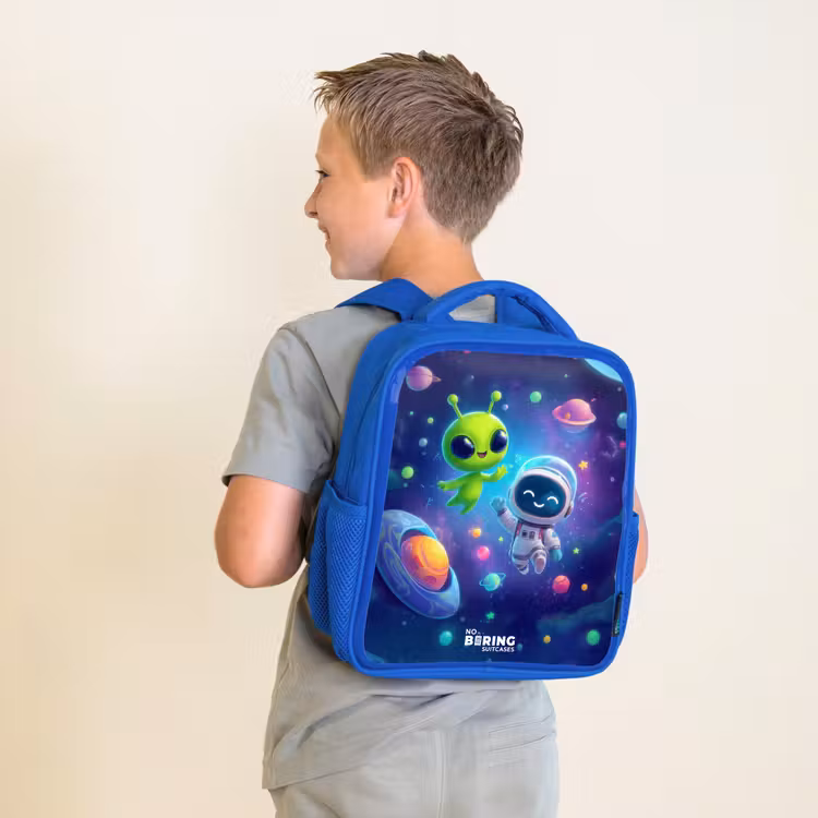 Kinderrugzak - Blauw - Vrolijke Ontmoeting in de Ruimte — 3