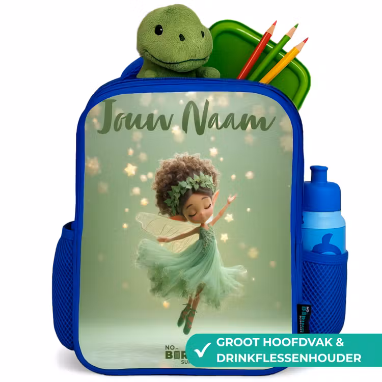 Kinderrugzak met naam - Blauw - Dansende fee in groen licht — 6