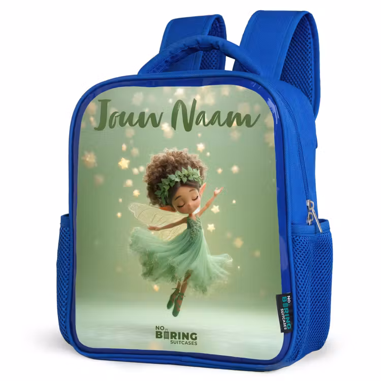 Kinderrugzak met naam - Blauw - Dansende fee in groen licht — 7