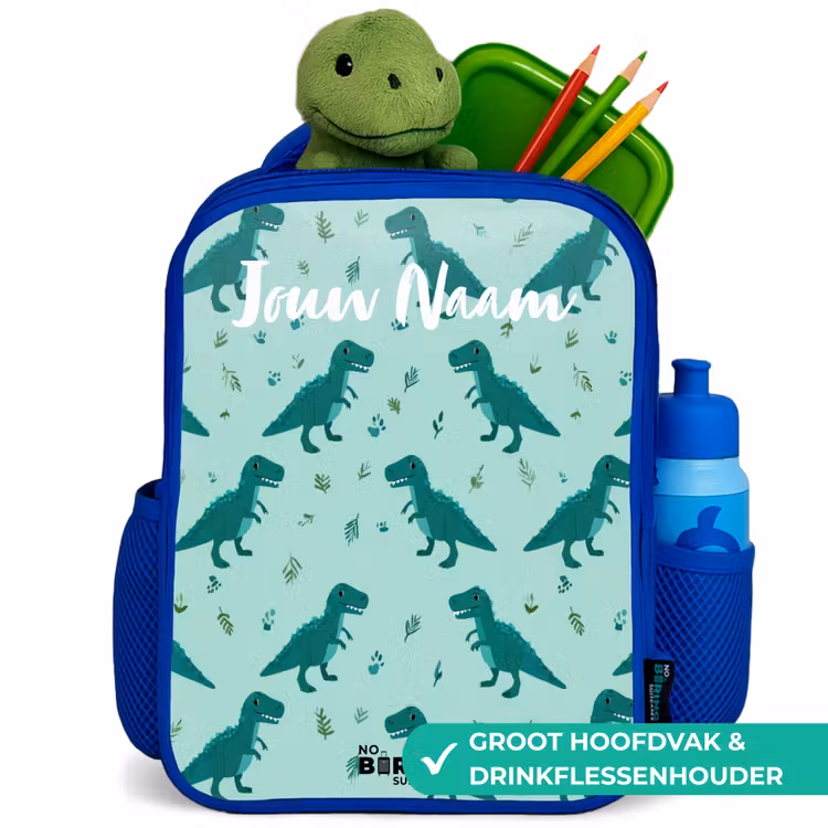Kinderrugzak met naam - Blauw - Dinos - Patroon - Groen β 6