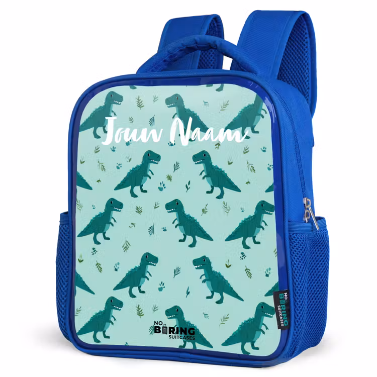 Kinderrugzak met naam - Blauw - Dinos - Patroon - Groen β 7