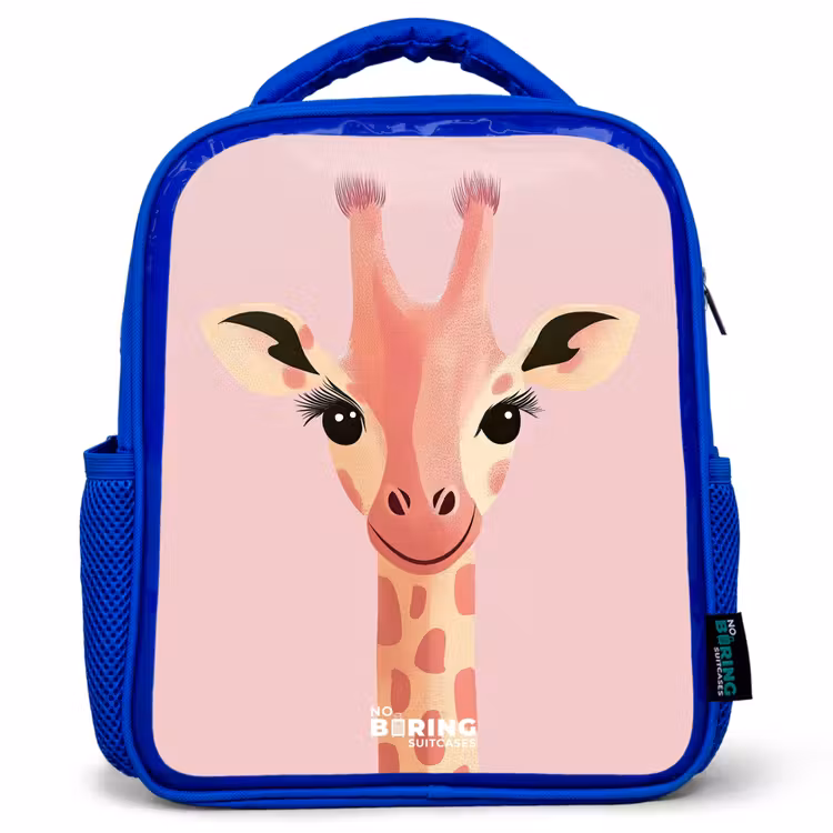 Kinderrugzak - Blauw - Giraffe - Wimpers - Minimalistisch - Roze — 1