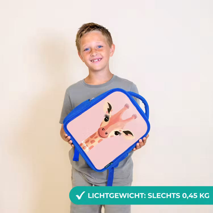 Kinderrugzak - Blauw - Giraffe - Wimpers - Minimalistisch - Roze — 2