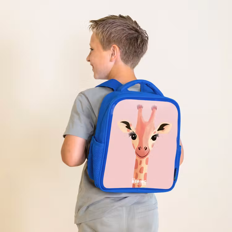 Kinderrugzak - Blauw - Giraffe - Wimpers - Minimalistisch - Roze — 3