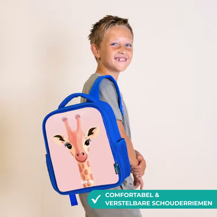Kinderrugzak - Blauw - Giraffe - Wimpers - Minimalistisch - Roze — 4