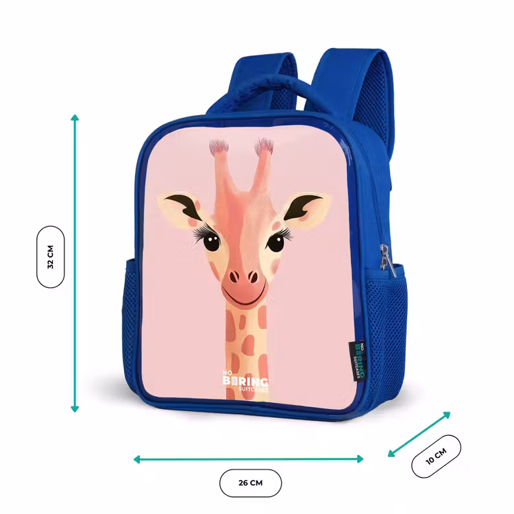 Kinderrugzak - Blauw - Giraffe - Wimpers - Minimalistisch - Roze — 5