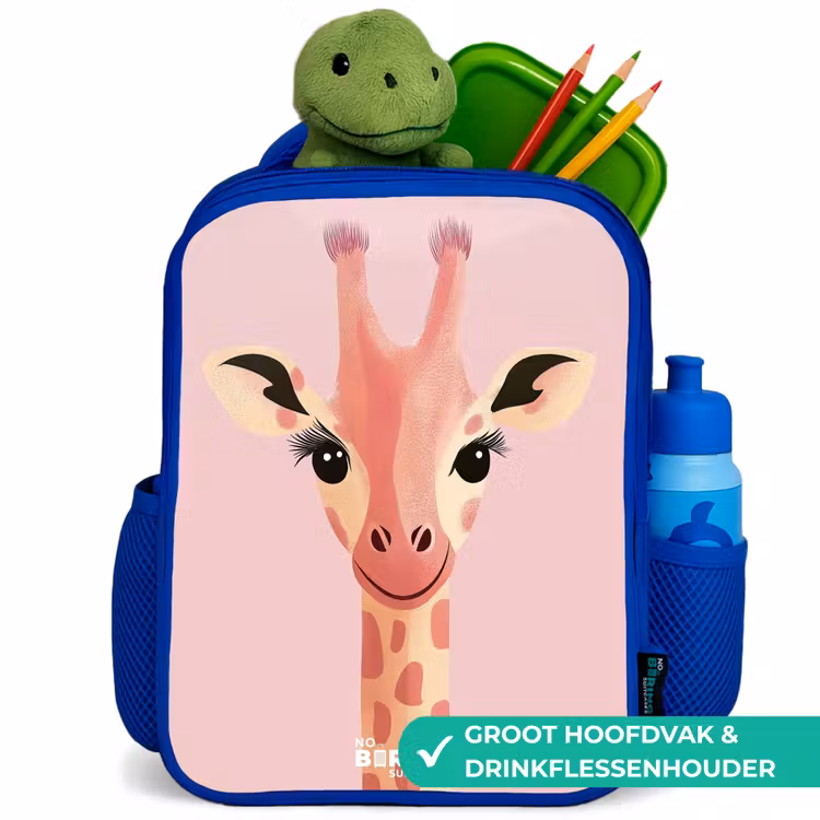 Kinderrugzak - Blauw - Giraffe - Wimpers - Minimalistisch - Roze — 6
