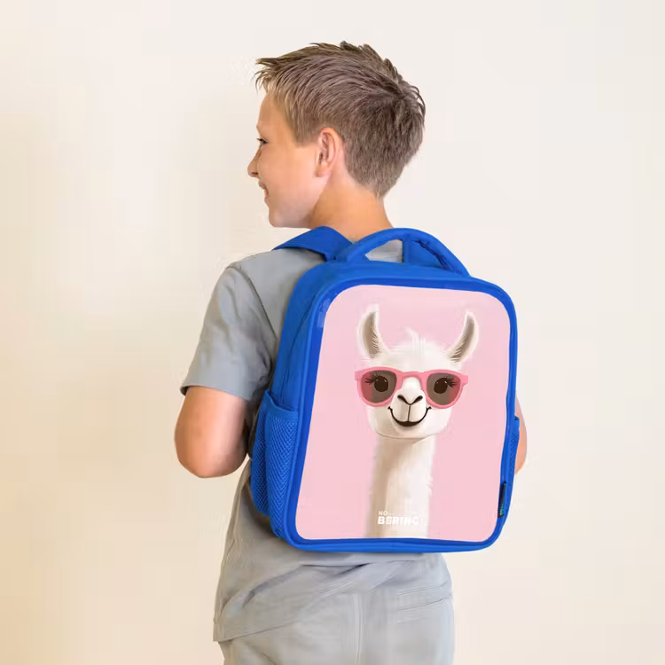 Kinderrugzak - Blauw - Lama - Wit - Zonnebril - Wimpers — 3