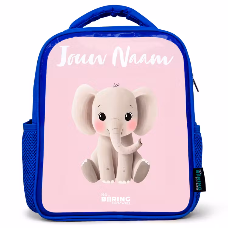 Kinderrugzak met naam - Blauw - Olifant - Grijs - Baby - Slurf — 1