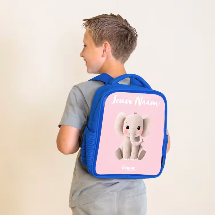 Kinderrugzak met naam - Blauw - Olifant - Grijs - Baby - Slurf — 3