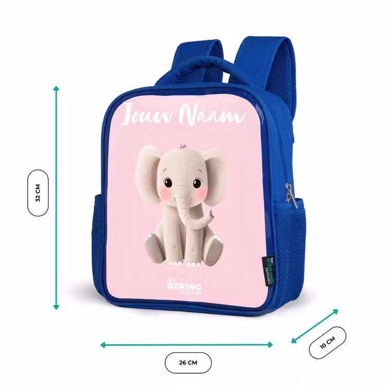 Kinderrugzak met naam - Blauw - Olifant - Grijs - Baby - Slurf — 5