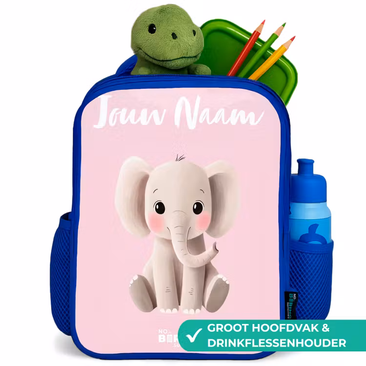 Kinderrugzak met naam - Blauw - Olifant - Grijs - Baby - Slurf — 6