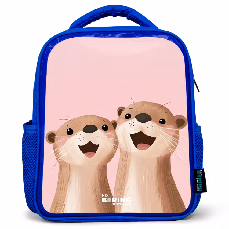 Kinderrugzak - Blauw - Otters - Lachen - Roze - Illustratie β 1
