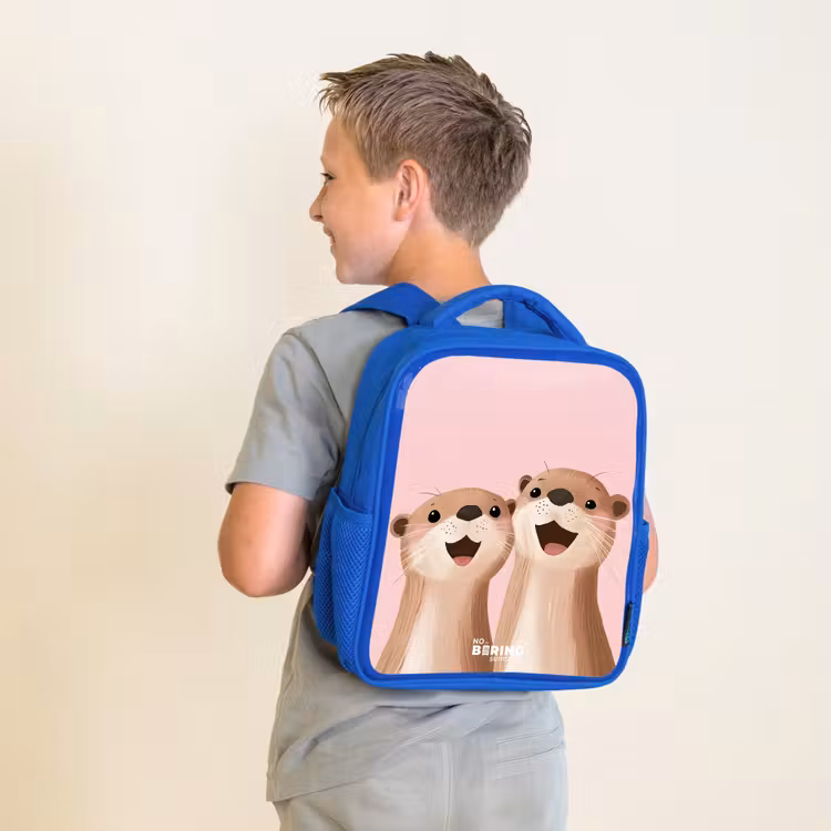 Kinderrugzak - Blauw - Otters - Lachen - Roze - Illustratie β 3