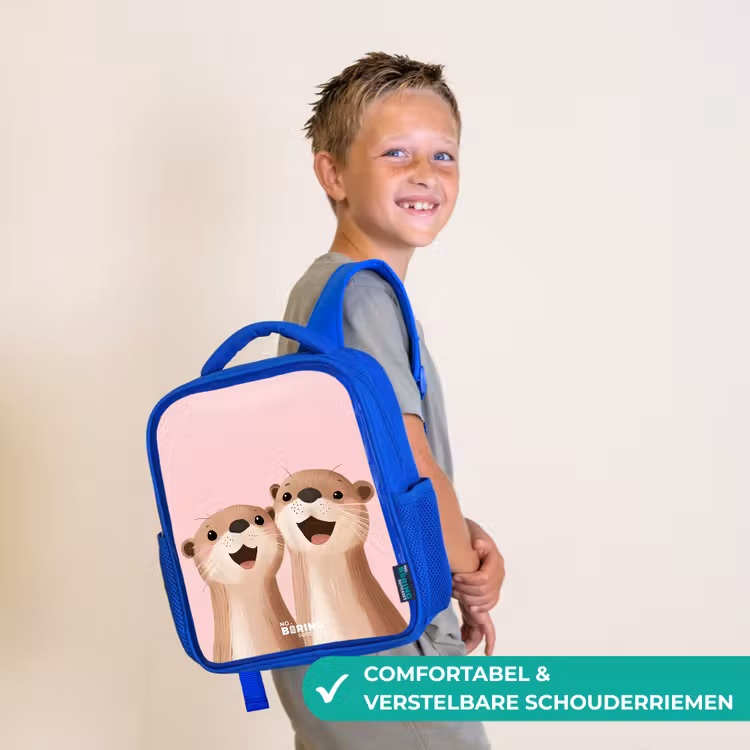 Kinderrugzak - Blauw - Otters - Lachen - Roze - Illustratie β 4