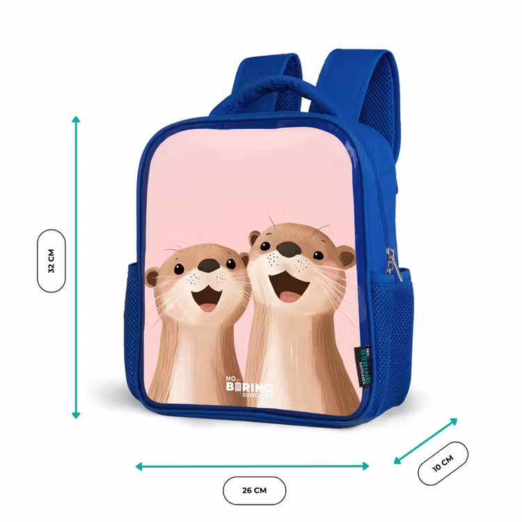 Kinderrugzak - Blauw - Otters - Lachen - Roze - Illustratie β 5