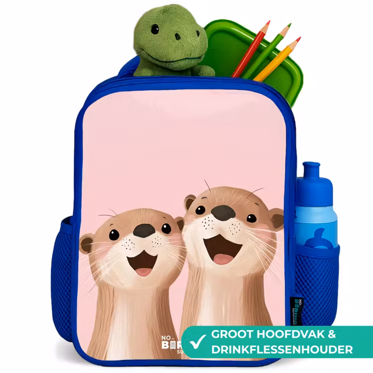 Kinderrugzak - Blauw - Otters - Lachen - Roze - Illustratie β 6