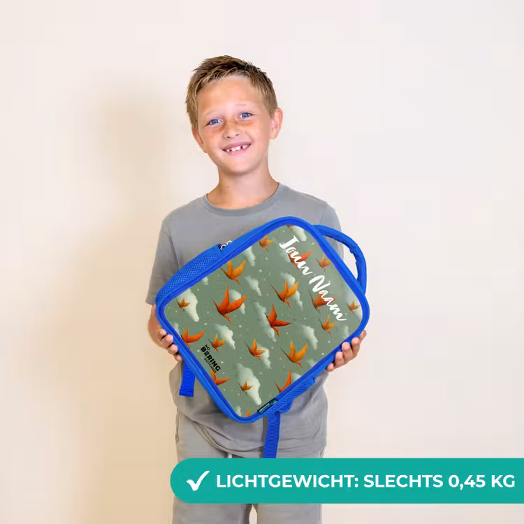 Kinderrugzak met naam - Blauw - Patroon - Dino - Pterosaurussen — 2