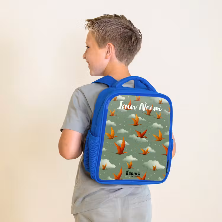 Kinderrugzak met naam - Blauw - Patroon - Dino - Pterosaurussen — 3