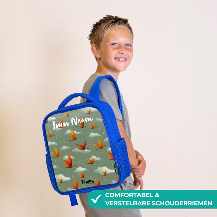 Kinderrugzak met naam - Blauw - Patroon - Dino - Pterosaurussen — 4