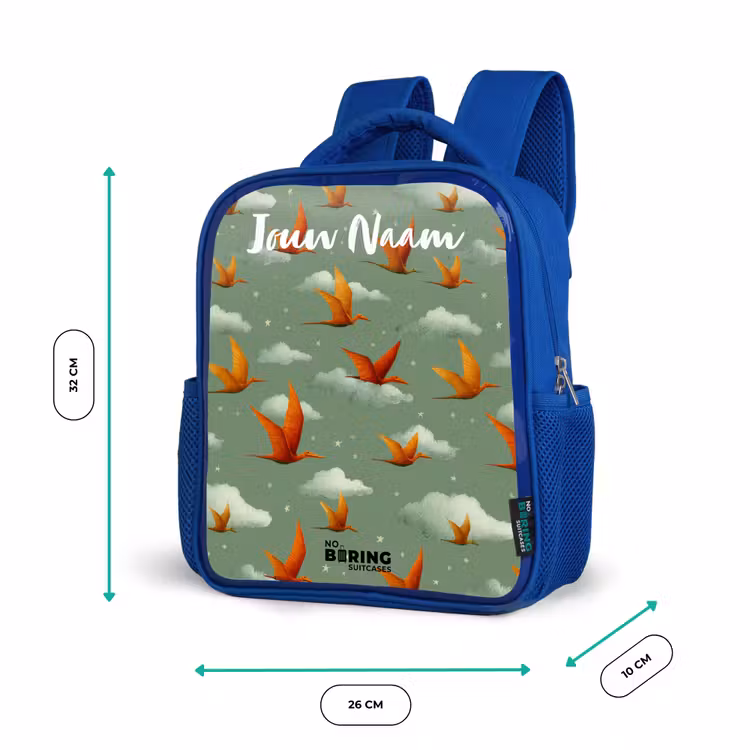 Kinderrugzak met naam - Blauw - Patroon - Dino - Pterosaurussen — 5