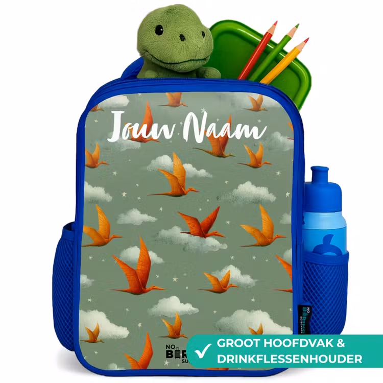 Kinderrugzak met naam - Blauw - Patroon - Dino - Pterosaurussen — 6
