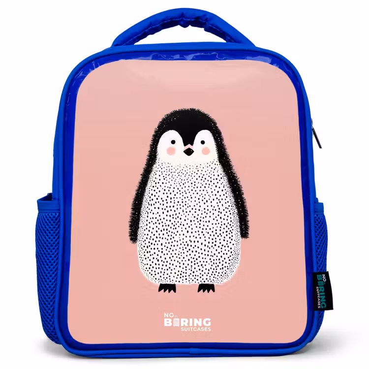 Kinderrugzak - Blauw - Pinguïn - Stippen - Roze - Minimalistisch — 1