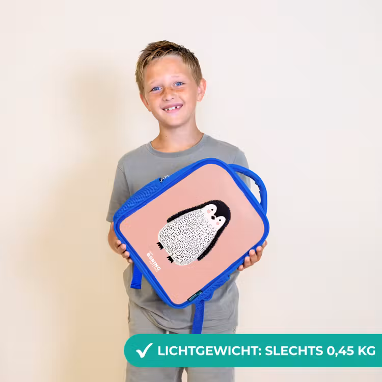 Kinderrugzak - Blauw - Pinguïn - Stippen - Roze - Minimalistisch — 2