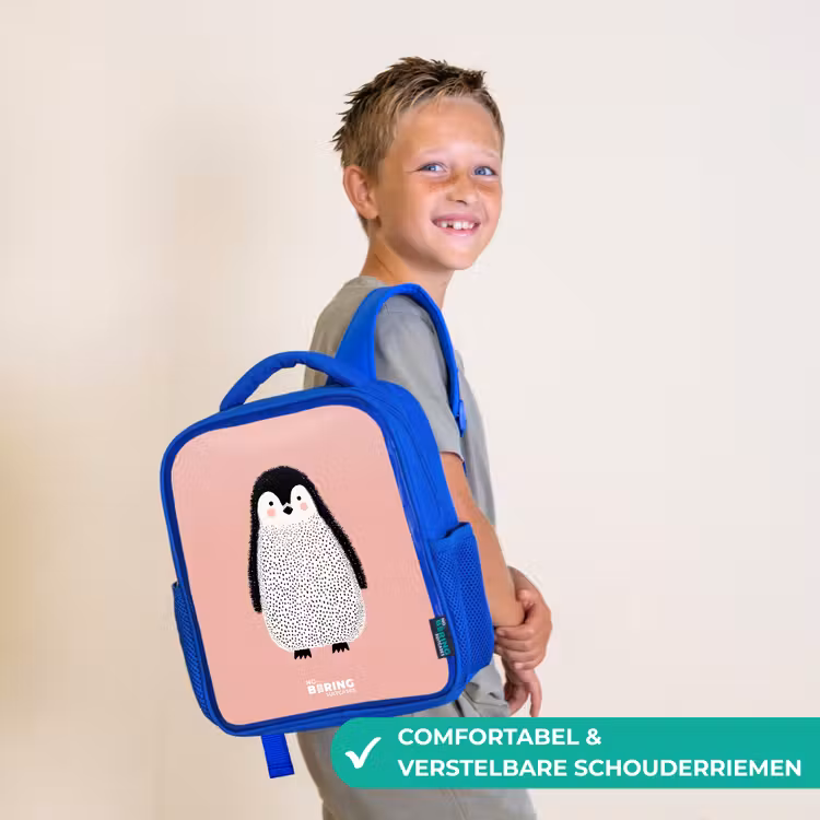 Kinderrugzak - Blauw - Pinguïn - Stippen - Roze - Minimalistisch — 4