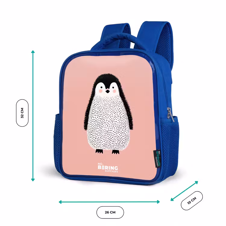 Kinderrugzak - Blauw - Pinguïn - Stippen - Roze - Minimalistisch — 5