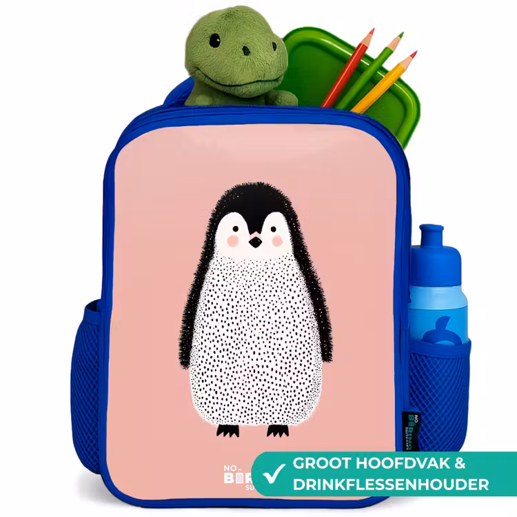 Kinderrugzak - Blauw - Pinguïn - Stippen - Roze - Minimalistisch — 6