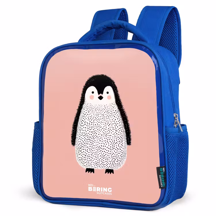 Kinderrugzak - Blauw - Pinguïn - Stippen - Roze - Minimalistisch — 7