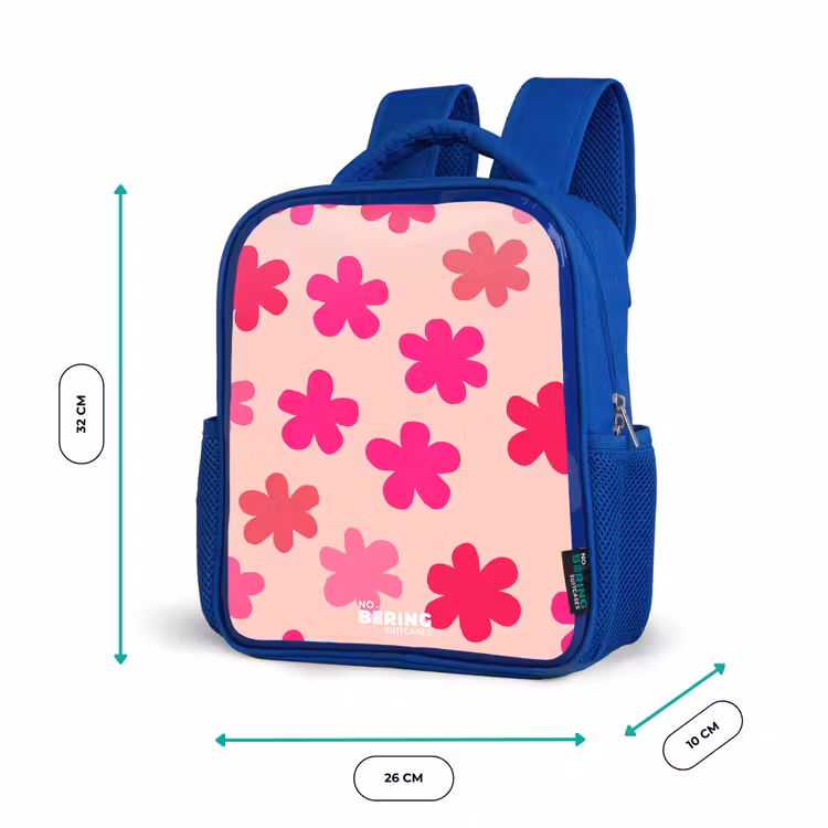 Kinderrugzak - Blauw - Roze bloemen — 5