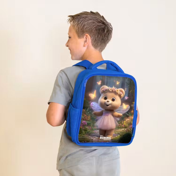 Kinderrugzak - Blauw - Beer - Vlinders - Bos - Fairy — 3