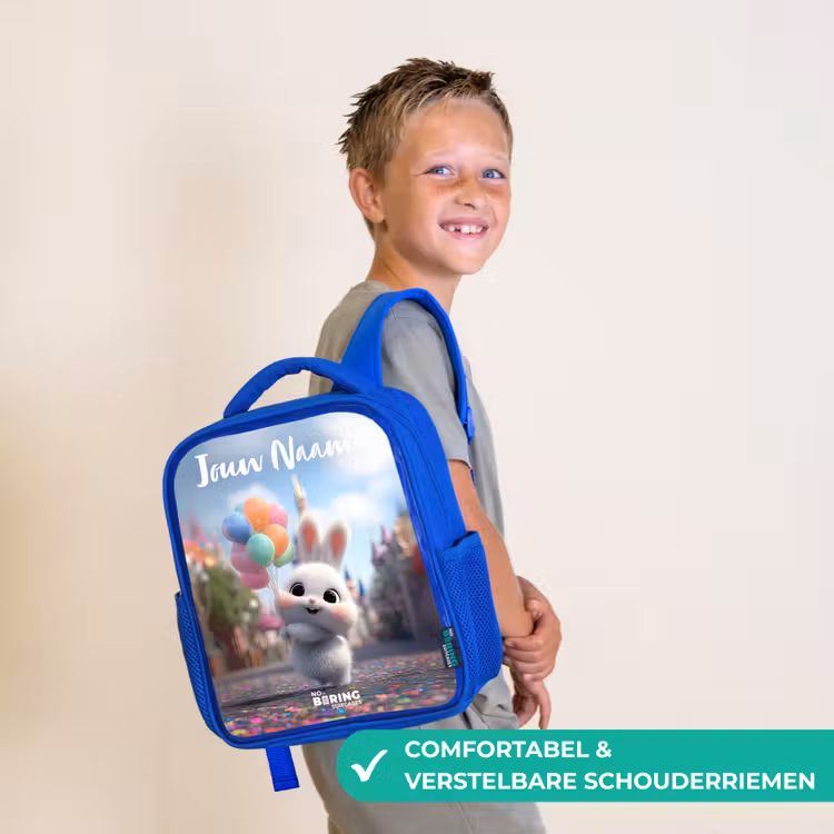 Kinderrugzak met naam - Blauw - konijn - Ballonnen — 4
