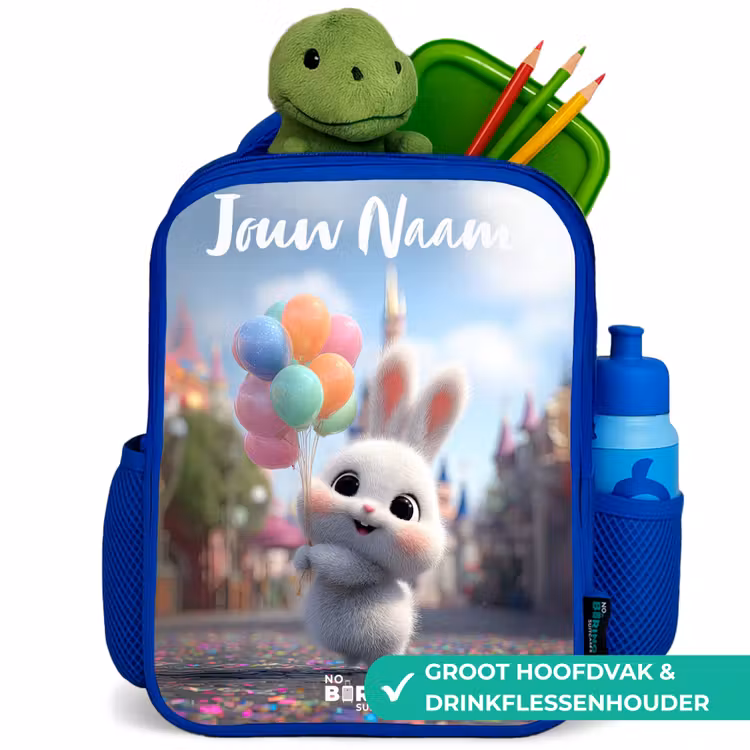 Kinderrugzak met naam - Blauw - konijn - Ballonnen — 6