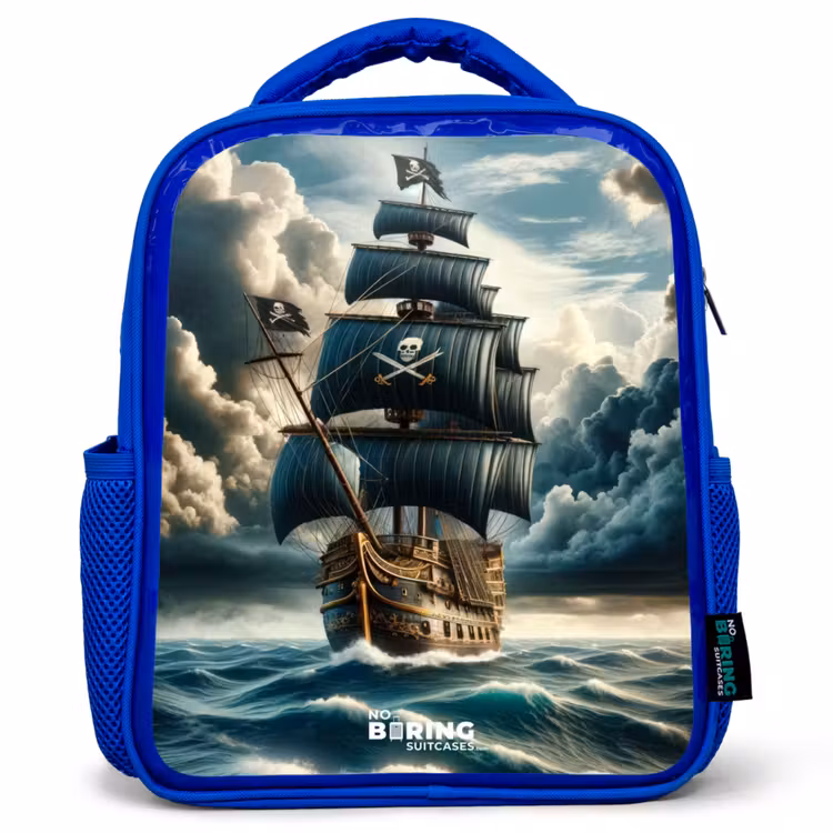 Kinderrugzak - Blauw - Piratenschip op een woeste zee — 1
